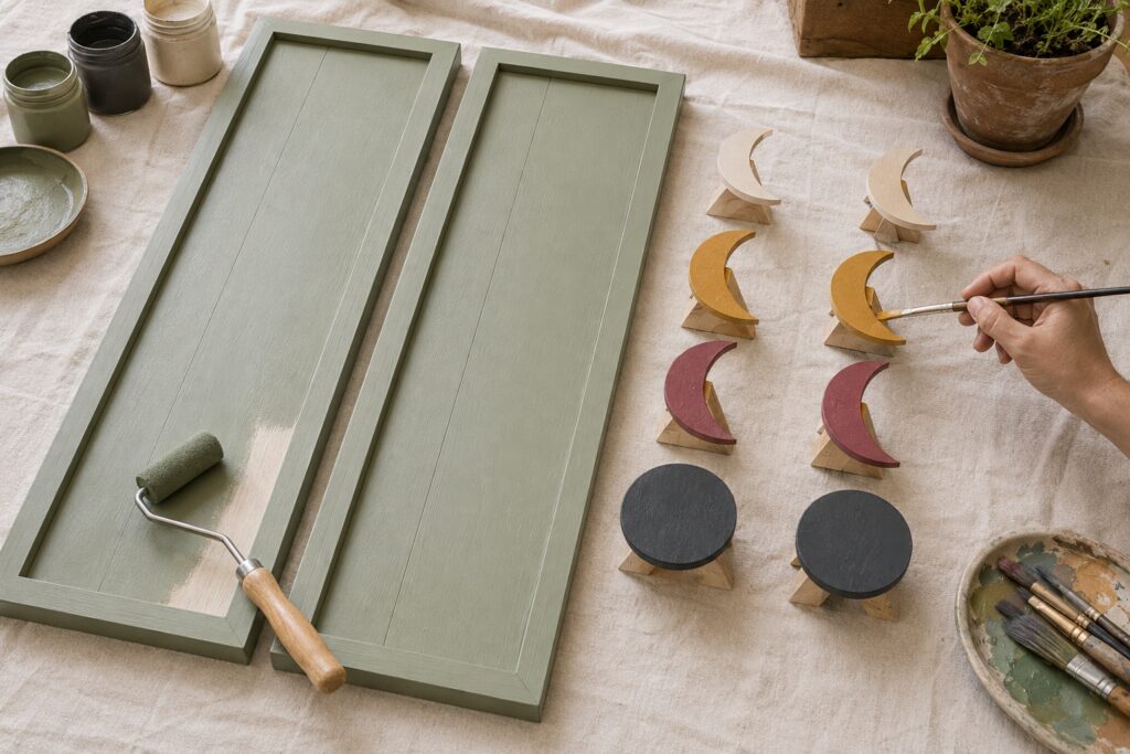 Painting Sage Shutters and Moon Phases