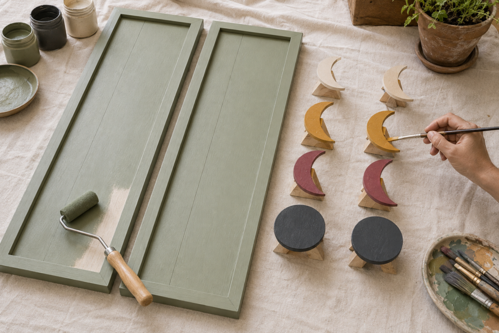 Painting Sage Shutters and Moon Phases