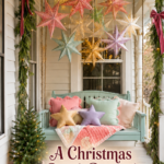 Pastel Pink Aqua and Yellow Christmas Porch with Stars