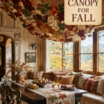 Patchwork Leaf Canopy and Table Runner for Fall