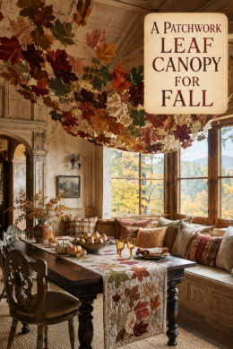 Patchwork Leaf Canopy and Table Runner for Fall