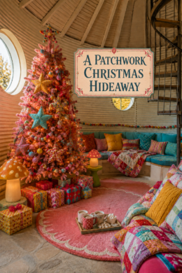 Patchwork Pink and Aqua Blue Silo Christmas Retreat