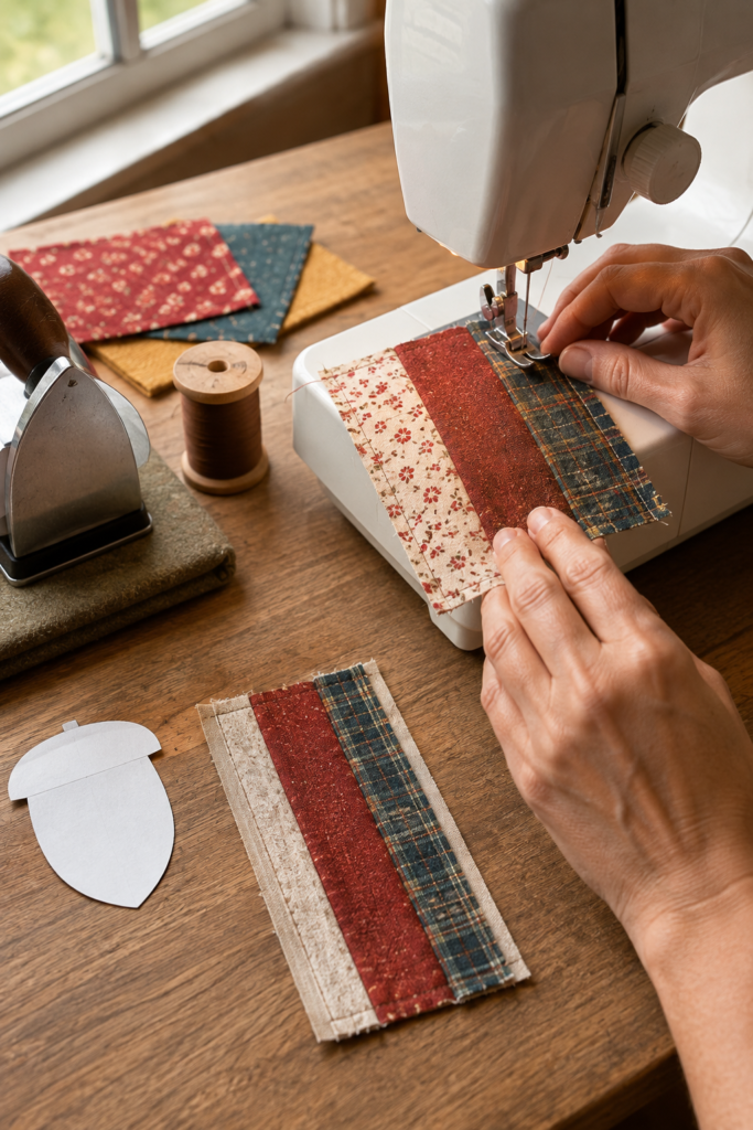 Piecing a Patchwork Acorn Panel