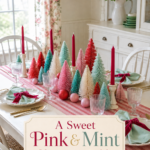 Pink and Mint Christmas Tree Table Centerpiece