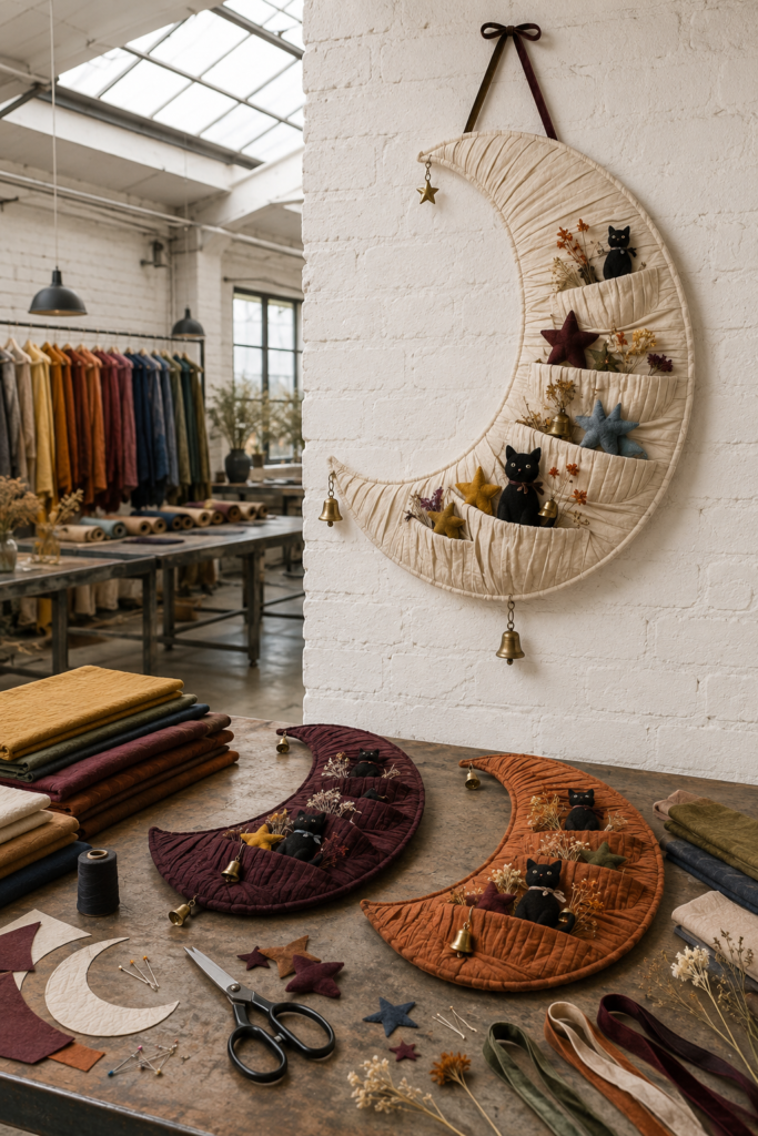 Pleated Moon-Pocket Wall Hanging DIY