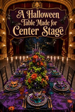 Purple and Orange Opera Inspired Halloween Table Setting