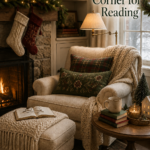 Quiet Christmas Reading Corner Layered in Knits