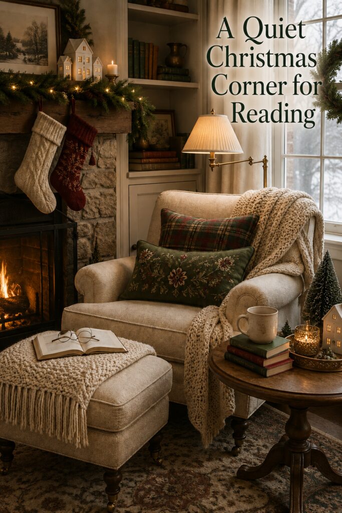 Quiet Christmas Reading Corner Layered in Knits