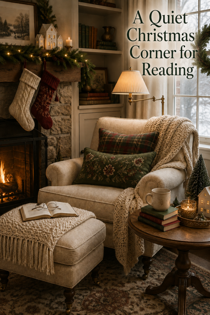 Quiet Christmas Reading Corner Layered in Knits
