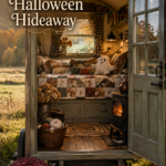 Quilt and Ghost Decorated Mini Halloween Hideaway