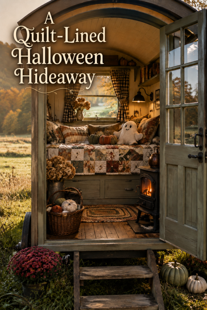 Quilt and Ghost Decorated Mini Halloween Hideaway