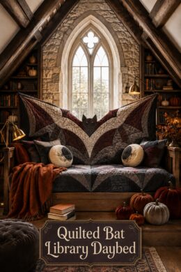 Quilted Bat Halloween Daybed and Gothic Window