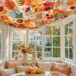 Quilted Fabric Leaf Ceiling Canopy for Thanksgiving