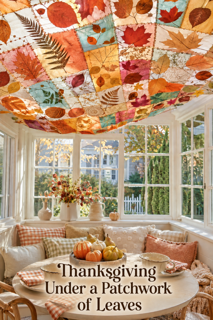 Quilted Fabric Leaf Ceiling Canopy for Thanksgiving