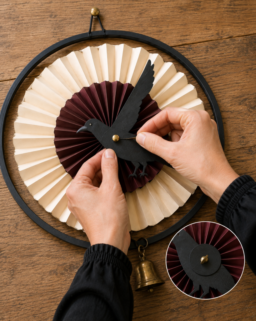 Raven rosette wreath final assembly