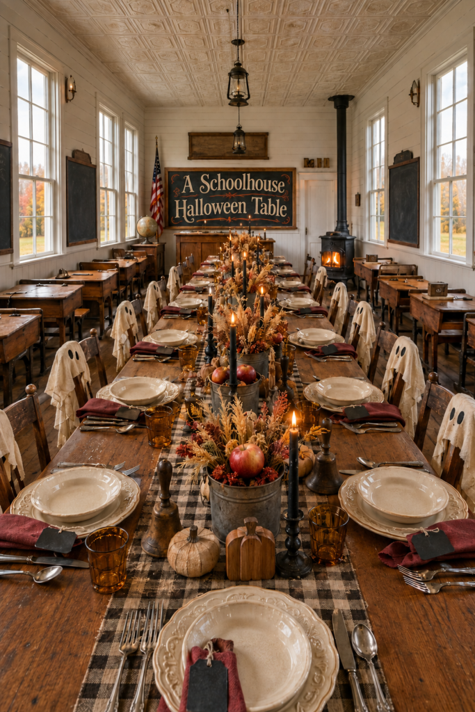 Schoolhouse Farm Tablescape for Halloween