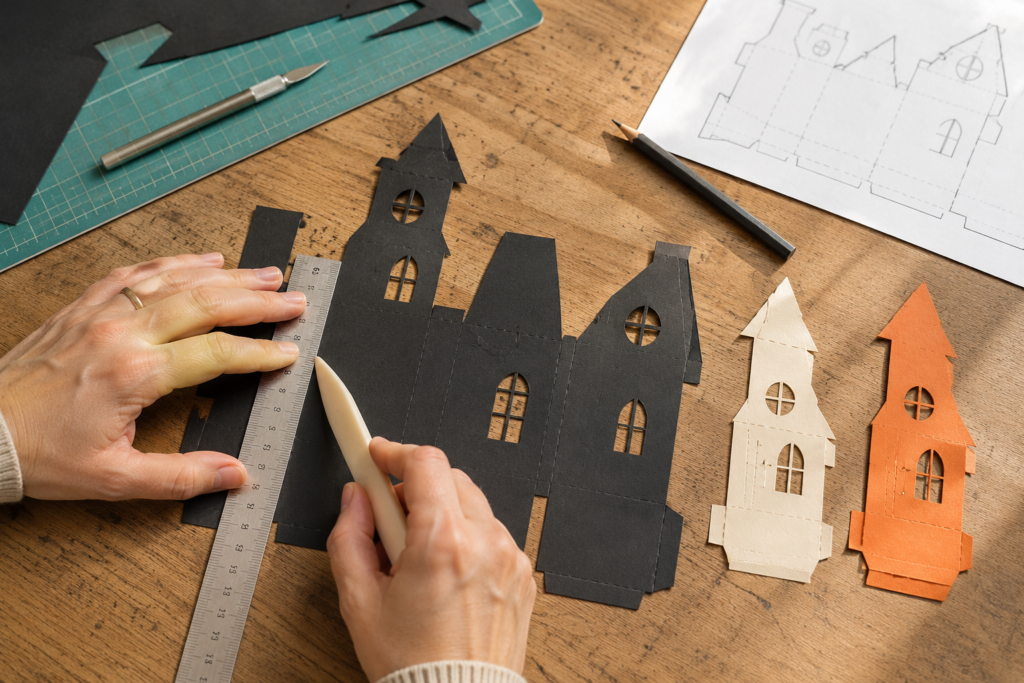 Scoring a Crooked Haunted House Template