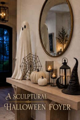 Sculptural Halloween Entry Table Decoration Idea