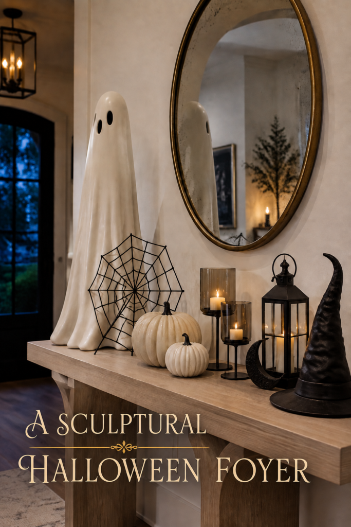 Sculptural Halloween Entry Table Decoration Idea