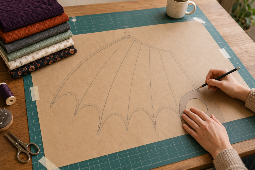 Sketching a Quilted Bat-Wing Pattern
