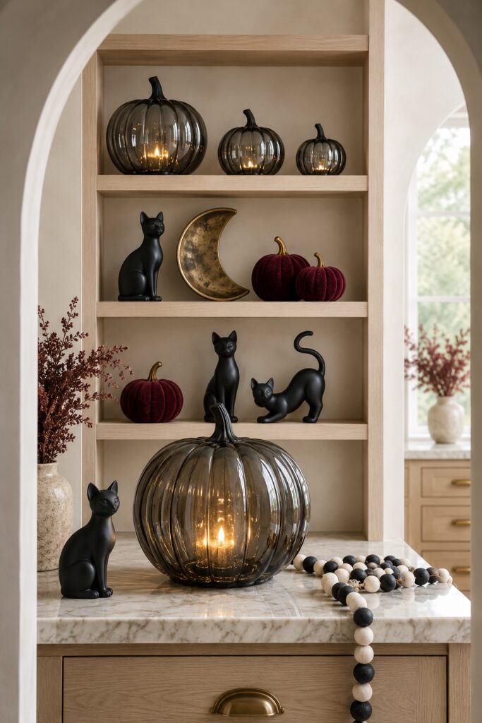 Smoked-Glass Pumpkin and Black Cat Pantry Collection
