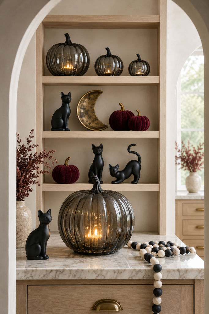 Smoked-Glass Pumpkin and Black Cat Pantry Collection