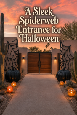 Spiderweb Halloween Entry Gate Decoration with Pumpkins