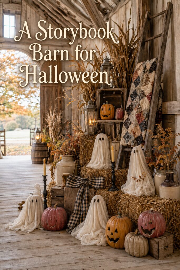 Storybook Barn Decorated for Halloween