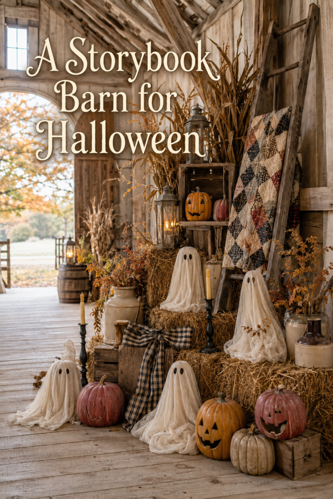 Storybook Barn Decorated for Halloween