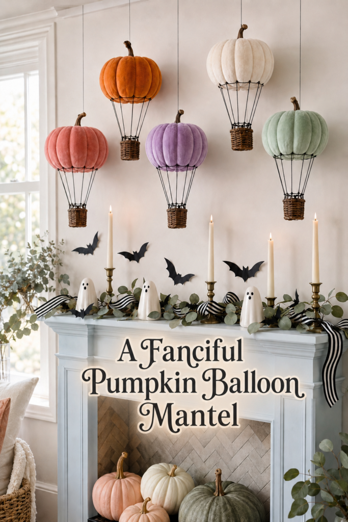 Stuffed Hot Air Balloon Pumpkins for Halloween Display