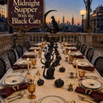 Superstitious Black Cat Rooftop Halloween Tablescape