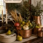 Thanksgiving Sideboars with Pear and Copper Decor