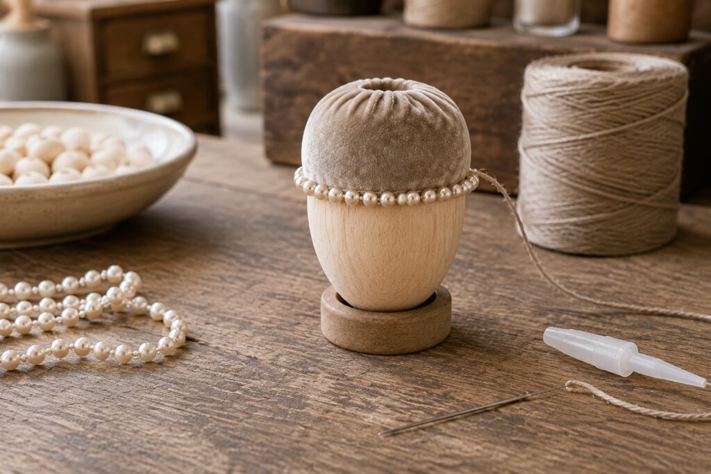 Velvet Acorn Cap with Pearl Trim