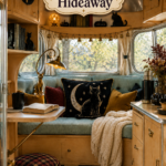 Vintage Camper with Black Cat Halloween Decor