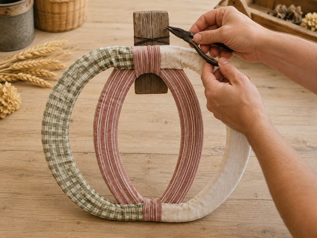 Wire-Bound Three-Ring Pumpkin Wreath