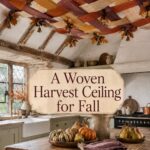 Woven Linen Ribbons with Leaves On Kitchen Ceiling