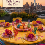 Yellow Orange and Cranberry Thanksgiving Table Setting
