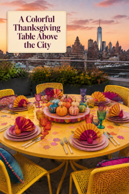 Yellow Orange and Cranberry Thanksgiving Table Setting