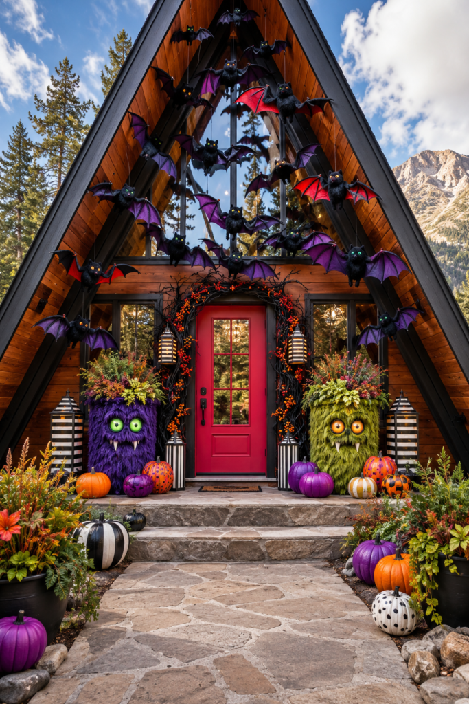A-frame creature Halloween entry decor