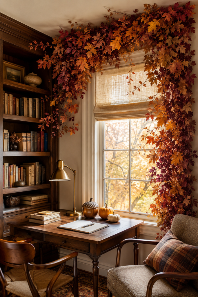 Autumn leaf canopy home office decor