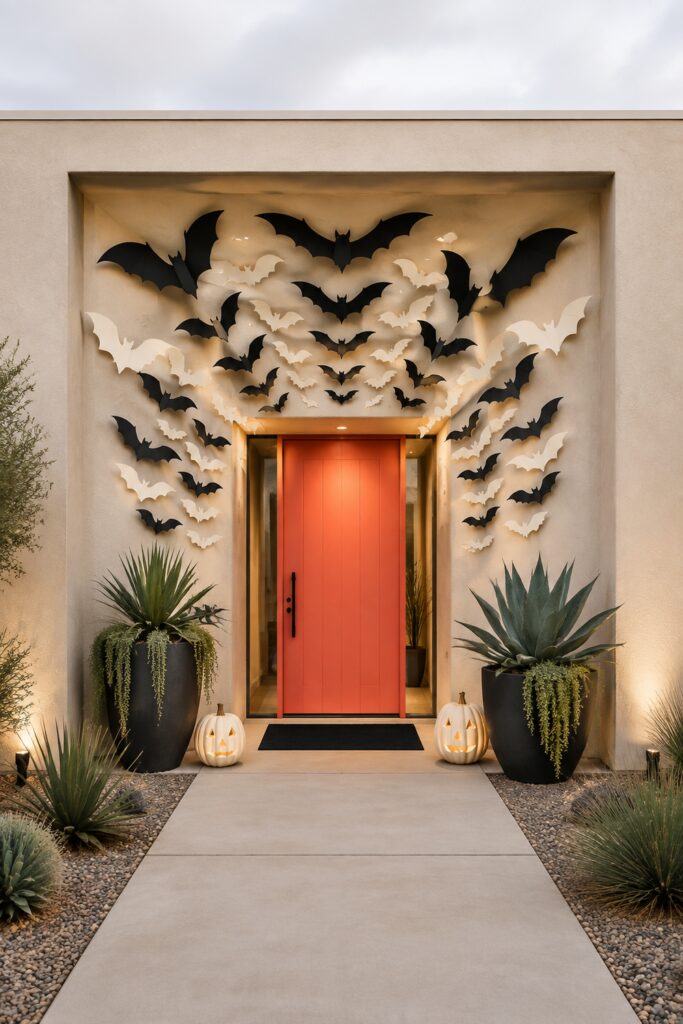 Black and Ivory Bat Arch for a Modern Desert Entry