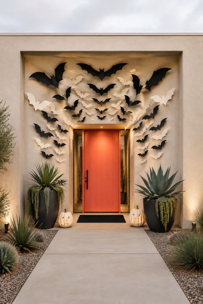 Black and Ivory Bat Arch for a Modern Desert Entry