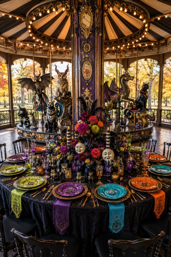 Carousel pavilion maximalist Halloween table
