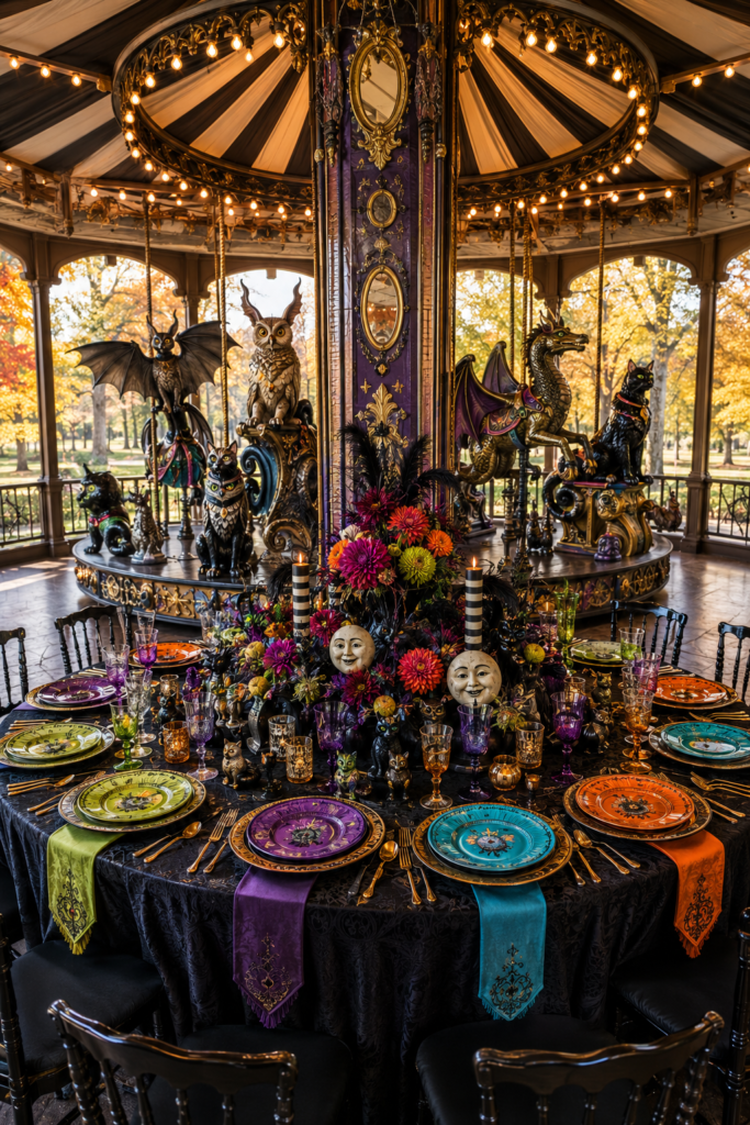 Carousel pavilion maximalist Halloween table