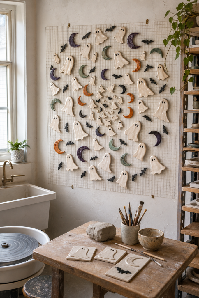 Ceramic ghost tile wall Halloween DIY