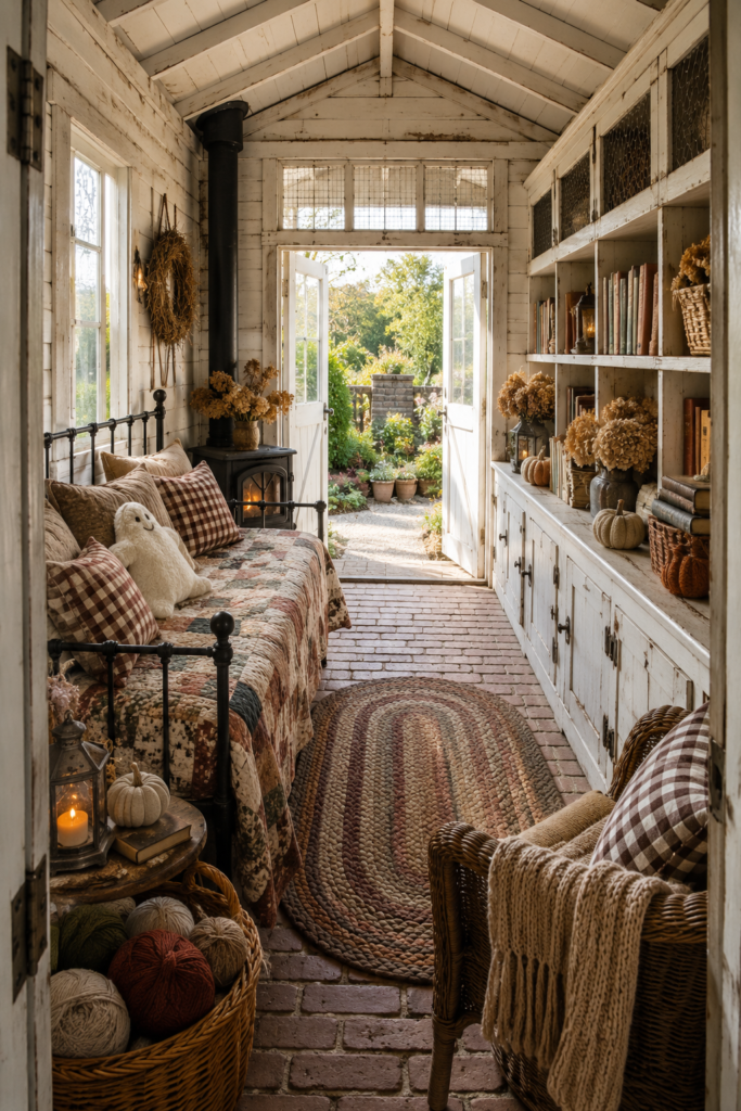 Converted farmhouse chicken-coop reading room 