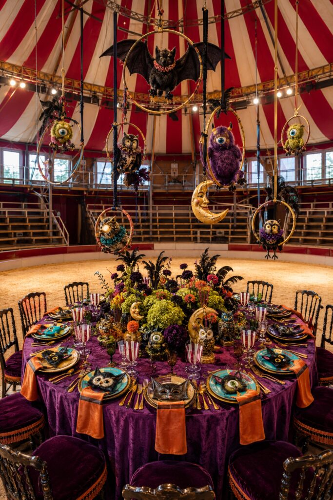 Circus ring maximalist Halloween table