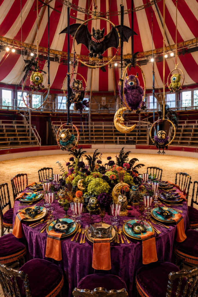 Circus ring maximalist Halloween table