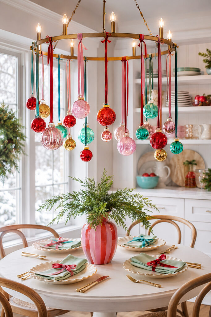 Colorful Ornament Chandlier for Christmas Table