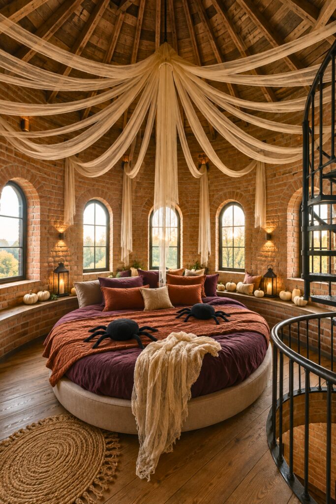 Cozy water tower Halloween bedroom decor